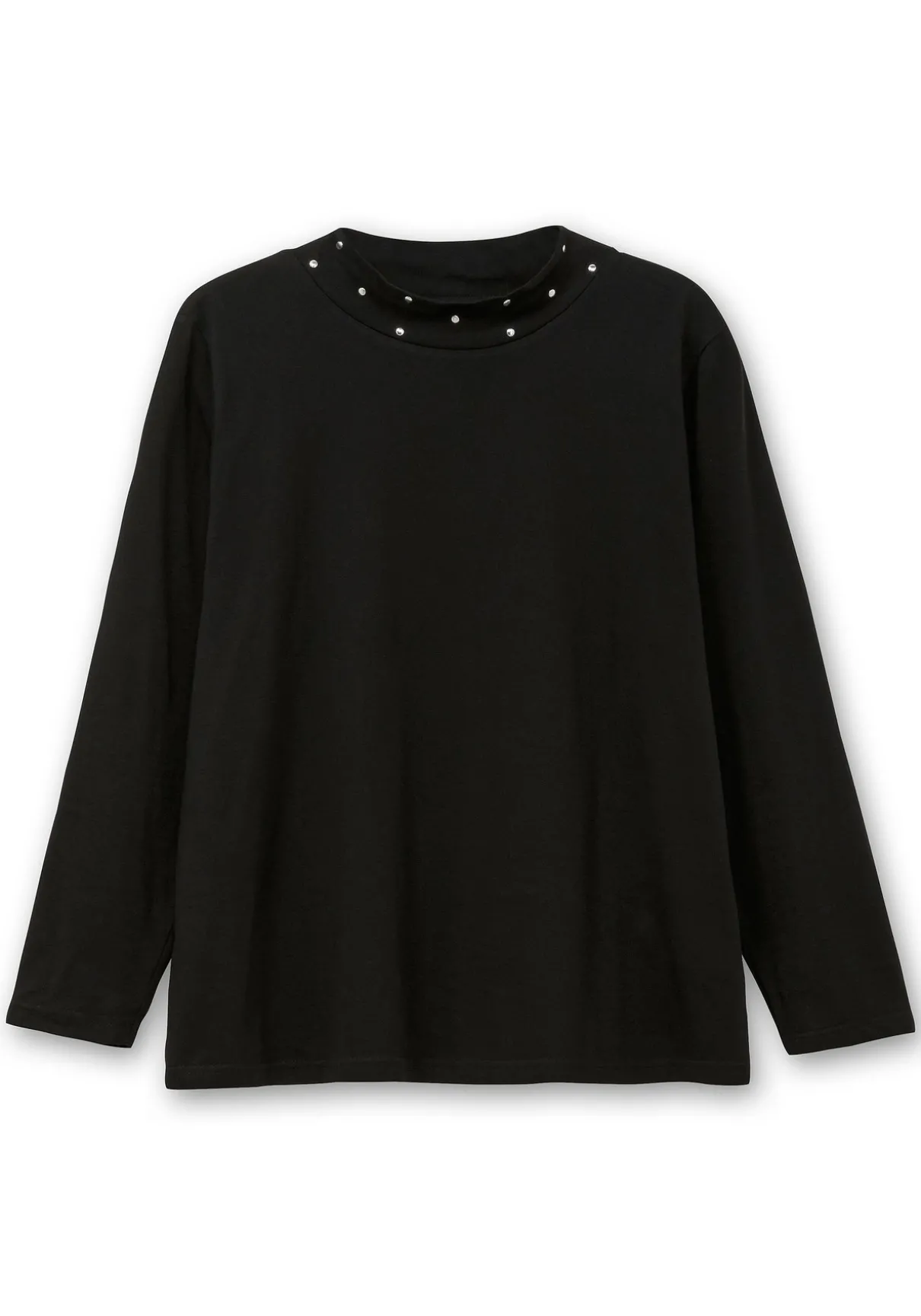 Langarmshirt mit Stehkragen und Glitzerdetails