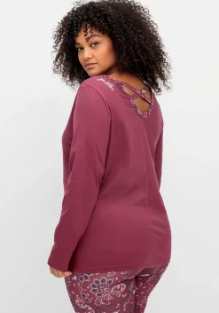 Langarmshirt mit Stickerei und Zierbändern hinten