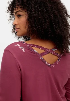 Langarmshirt mit Stickerei und Zierbändern hinten