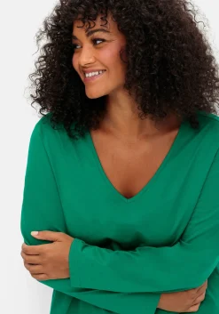 Langarmshirt mit V-Ausschnitt, in leichter A-Linie