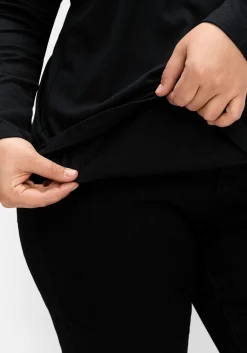 Langarmshirt mit V-Ausschnitt, vorn doppellagig