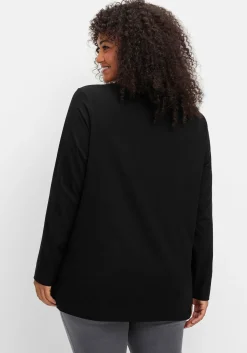 Langarmshirt mit V-Ausschnitt, in leichter A-Linie