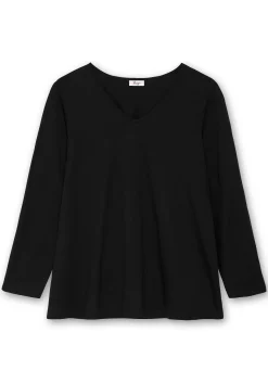 Langarmshirt mit V-Ausschnitt, in leichter A-Linie