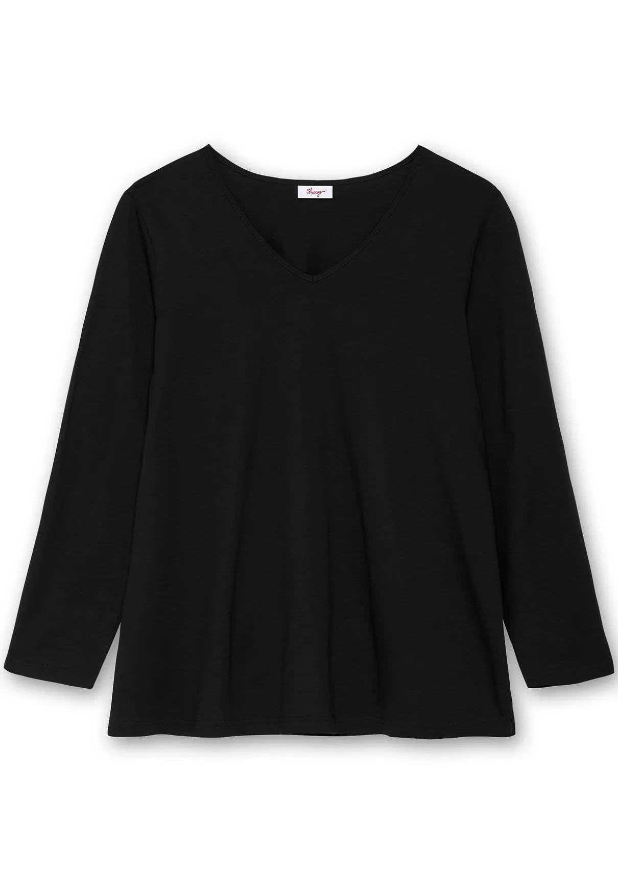 Langarmshirt mit V-Ausschnitt, in leichter A-Linie