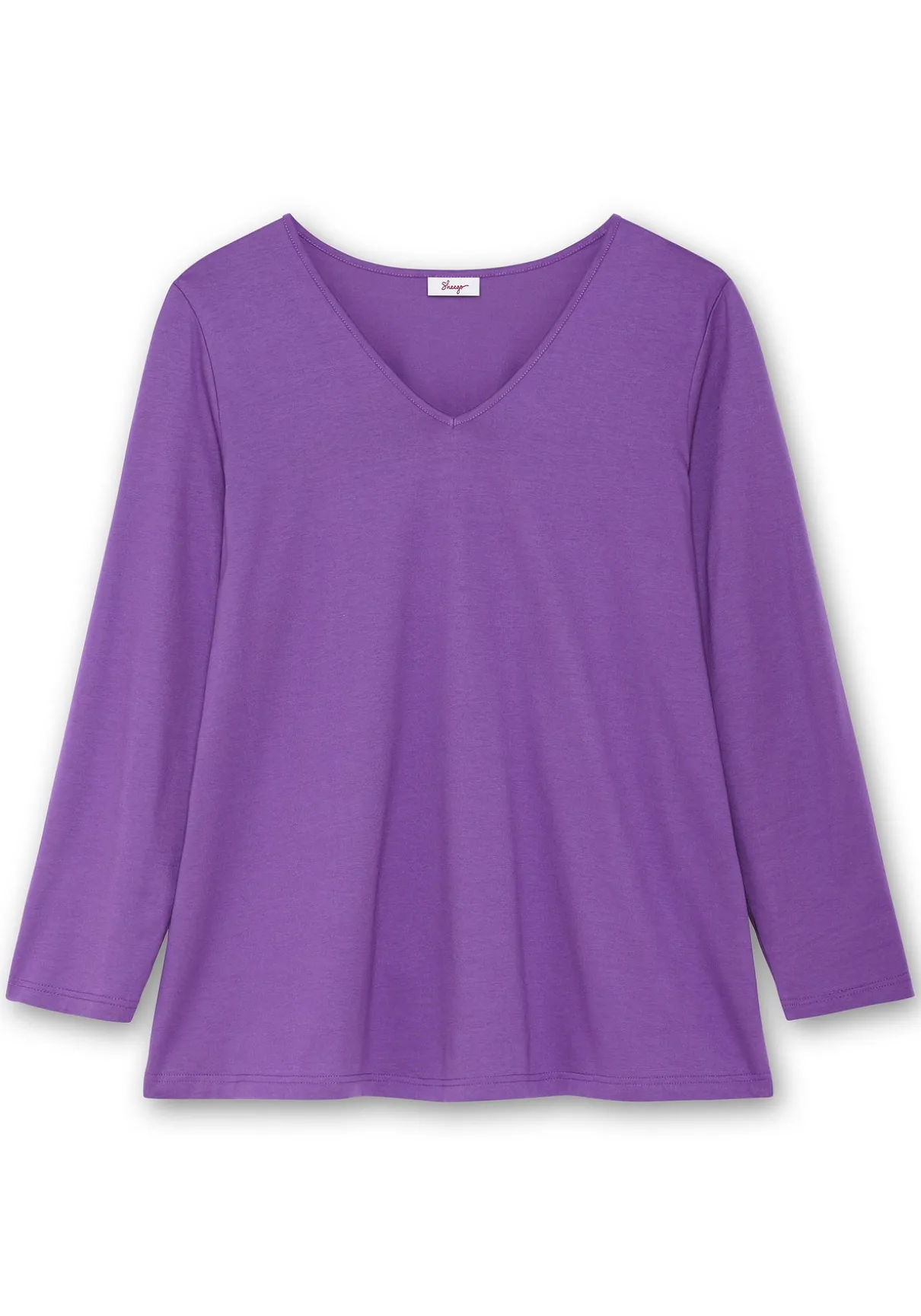 Langarmshirt mit V-Ausschnitt, in leichter A-Linie