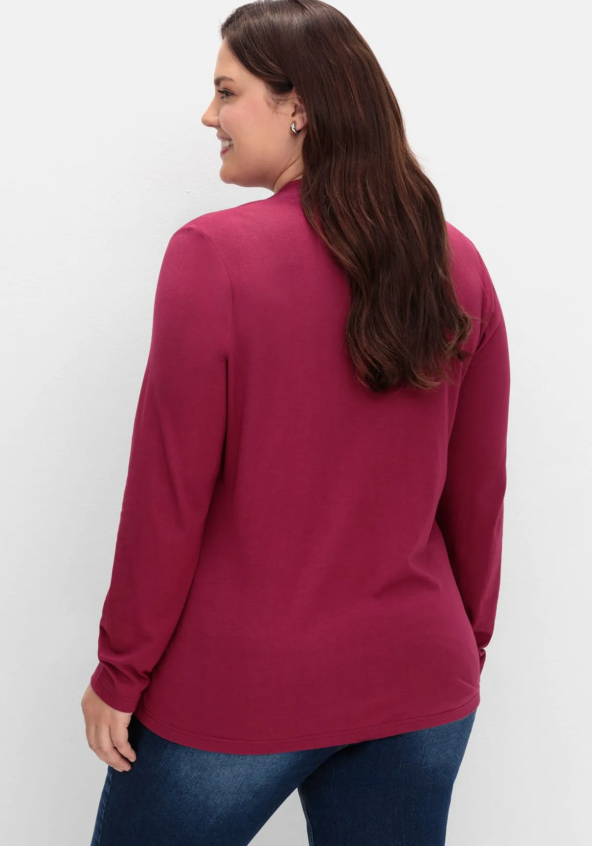 Langarmshirt mit V-Ausschnitt, vorn doppellagig