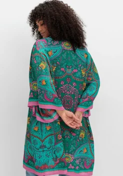 Lange Blusenjacke mit Ornament- und Bordürenprint