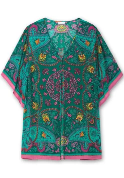 Lange Blusenjacke mit Ornament- und Bordürenprint