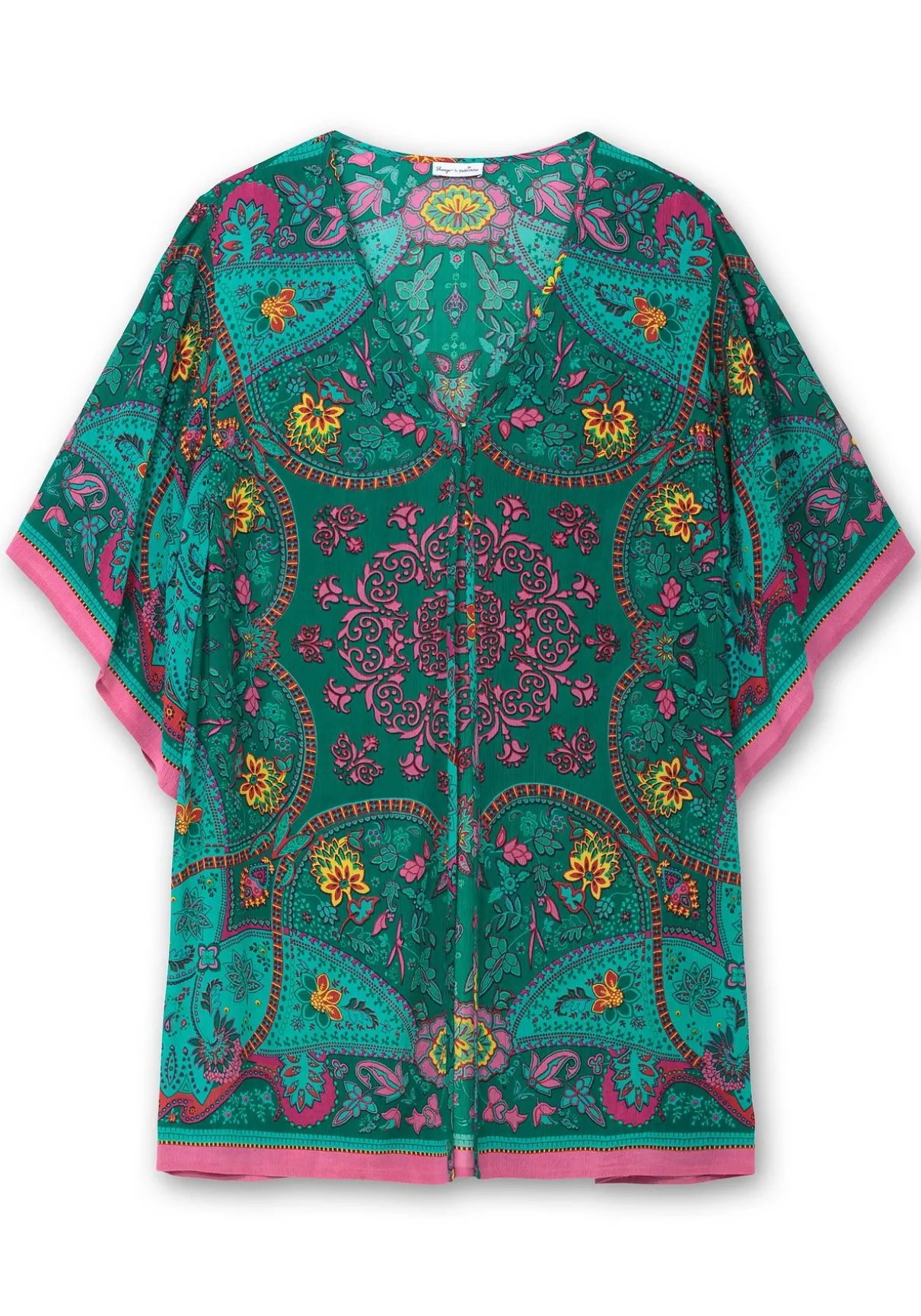 Lange Blusenjacke mit Ornament- und Bordürenprint