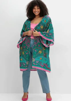 Lange Blusenjacke mit Ornament- und Bordürenprint