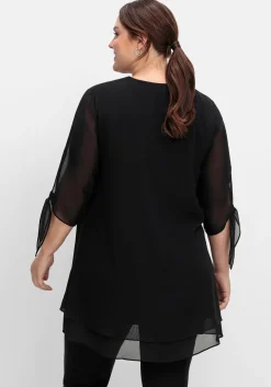 Lange Chiffontunika in Lagenoptik