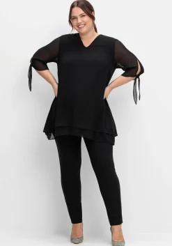 Lange Chiffontunika in Lagenoptik