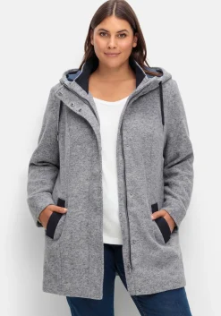 Lange Kapuzenjacke mit Kontrastdetails