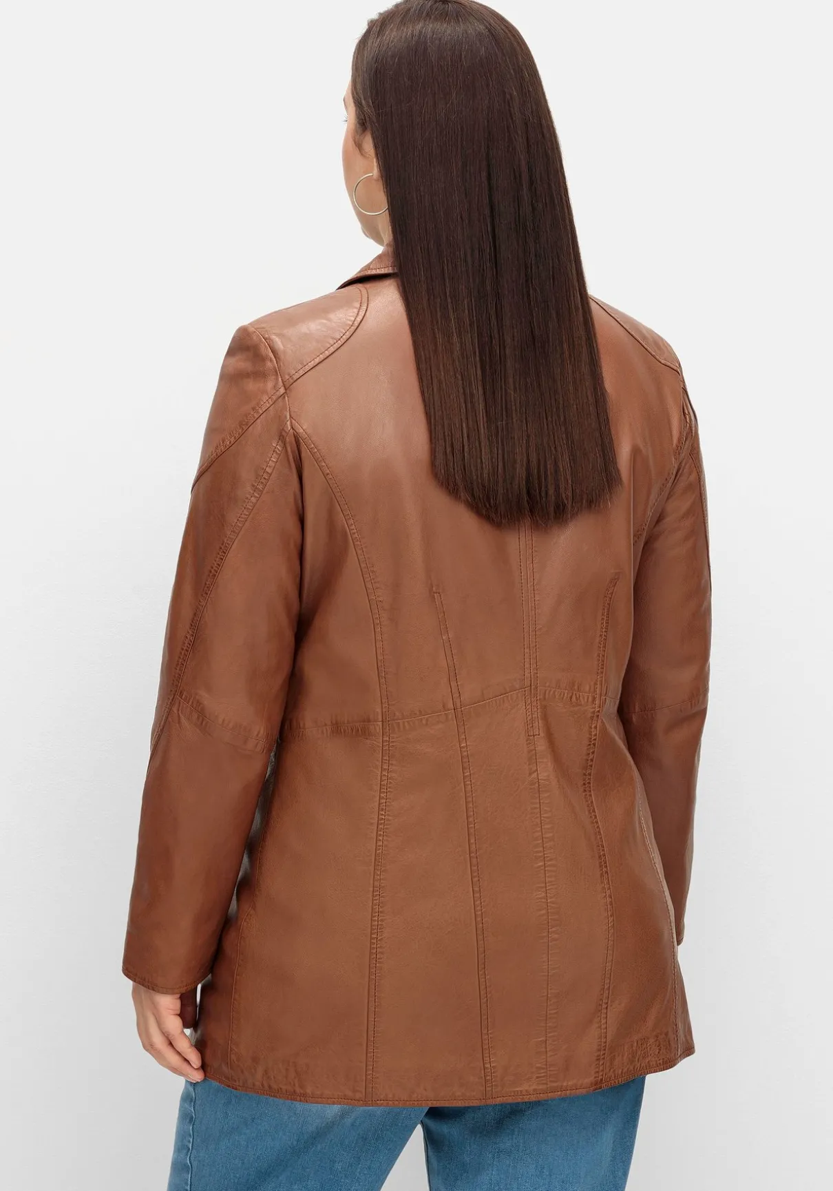 Lange Lederjacke aus Lammnappa, mit Reverskragen