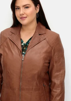 Lange Lederjacke aus Lammnappa, mit Reverskragen