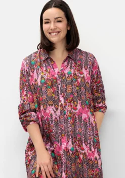 Lange Satin-Hemdbluse im Mustermix