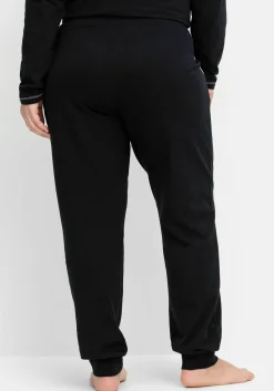 Lange Schlafhose mit schmalem Bein und Kontrastdetails