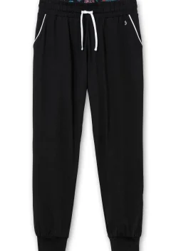 Lange Schlafhose mit schmalem Bein und Kontrastdetails