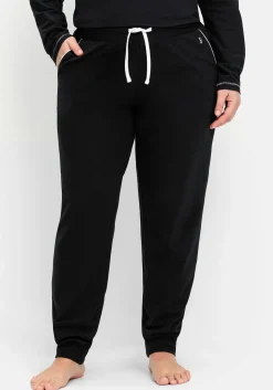 Lange Schlafhose mit schmalem Bein und Kontrastdetails