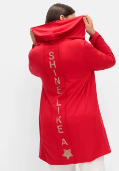 Lange Shirtjacke mit Pailletten-Print im Rücken