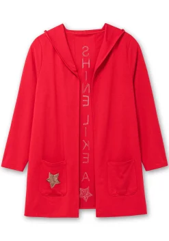 Lange Shirtjacke mit Pailletten-Print im Rücken