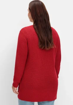 Lange Strickjacke in Grobstrick-Optik, offene Form