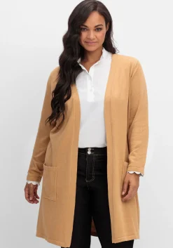 Lange Strickjacke in offener Form, mit Taschen
