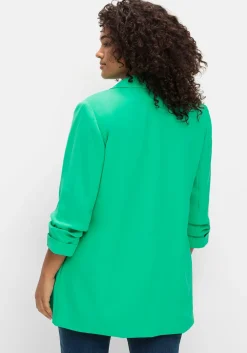 Langer Blazer mit Schalkragen und gerafftem 3/4-Arm