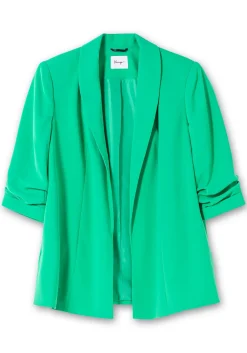 Langer Blazer mit Schalkragen und gerafftem 3/4-Arm