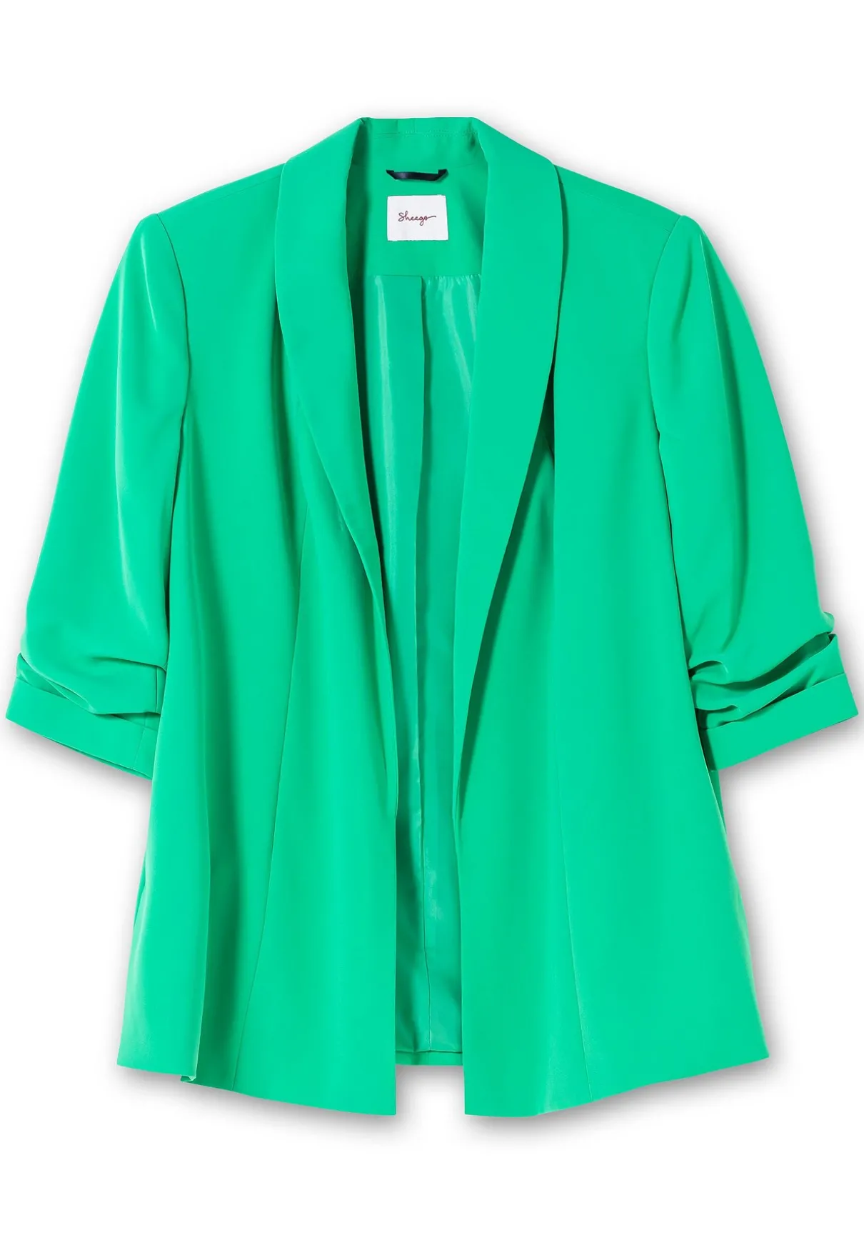 Langer Blazer mit Schalkragen und gerafftem 3/4-Arm