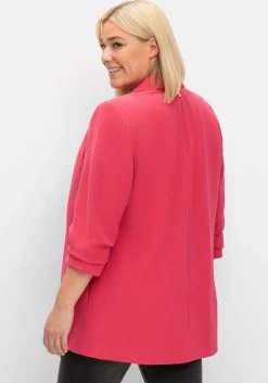 Langer Blazer mit Schalkragen und gerafftem 3/4-Arm