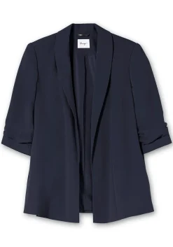 Langer Blazer mit Schalkragen und gerafftem 3/4-Arm