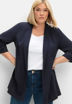 Langer Blazer mit Schalkragen und gerafftem 3/4-Arm