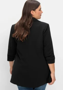 Langer Blazer mit Schalkragen und gerafftem 3/4-Arm