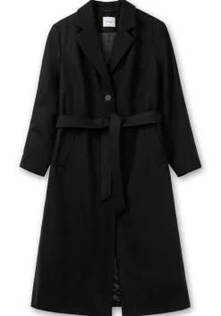 Langer taillierter Mantel mit Bindegürtel