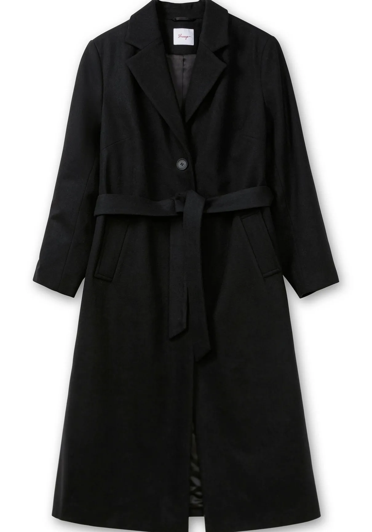 Langer taillierter Mantel mit Bindegürtel