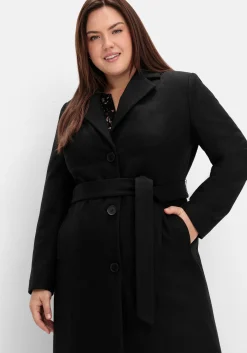 Langer taillierter Mantel mit Bindegürtel