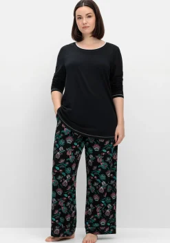 Langes Schlafshirt mit Seitenschlitzen, Rundhalsausschnitt