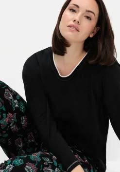 Langes Schlafshirt mit Seitenschlitzen, Rundhalsausschnitt