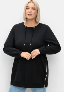 Langes Sweatshirt mit hohen seitlichen Zippern