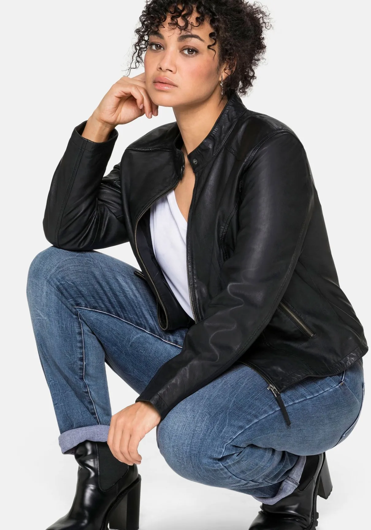 Lederjacke aus Lammnappa, mit Stehkragen