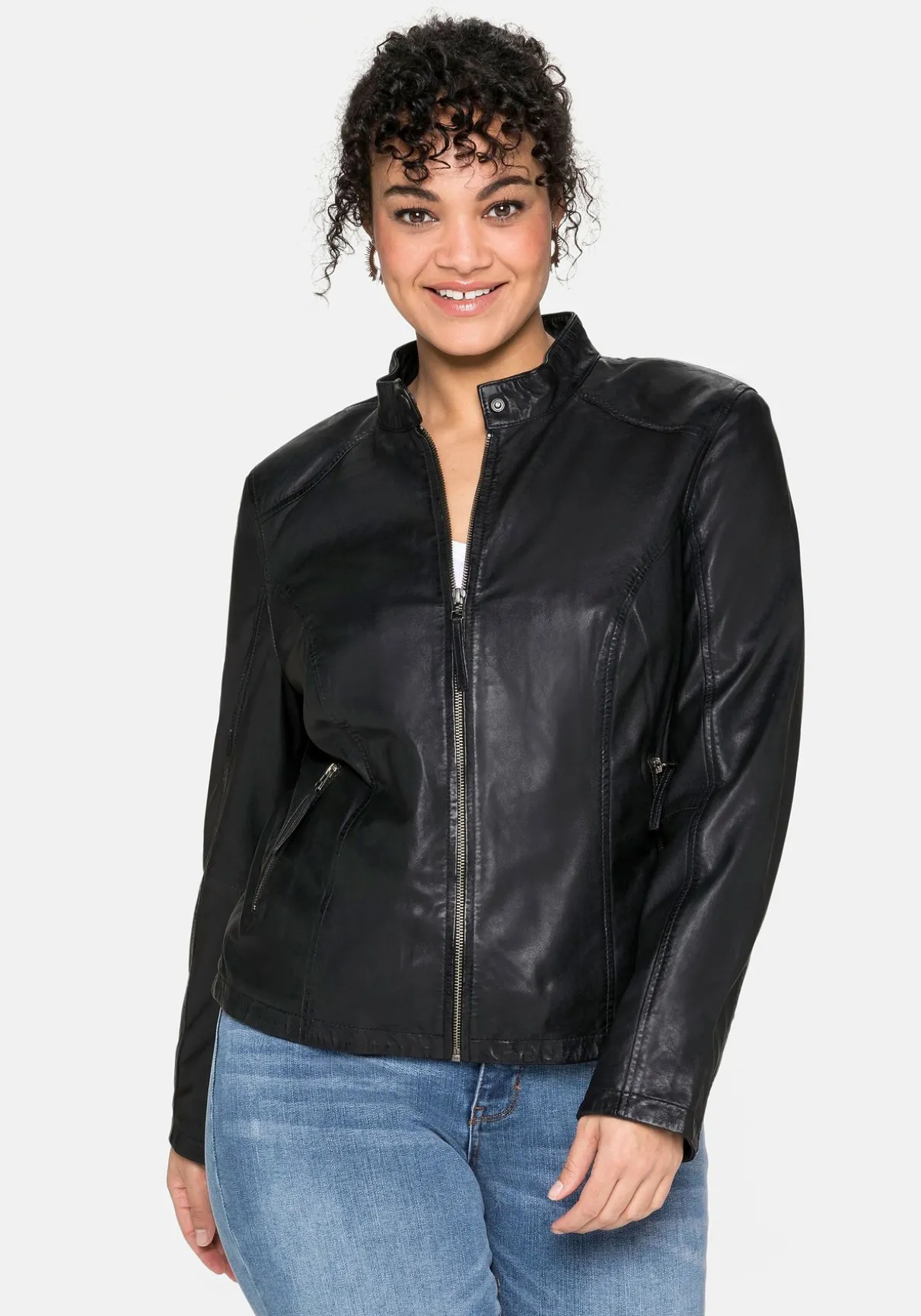 Lederjacke aus Lammnappa, mit Stehkragen