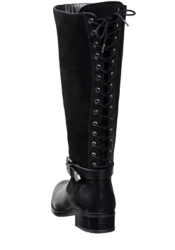 Lederstiefel mit Schnürung hinten und Zierschnalle
