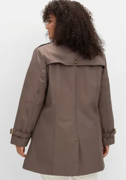 Leicht glänzende Longjacke im Trenchcoat-Stil
