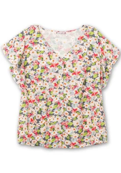 Leicht taillierte Bluse mit kurzen Volantärmeln