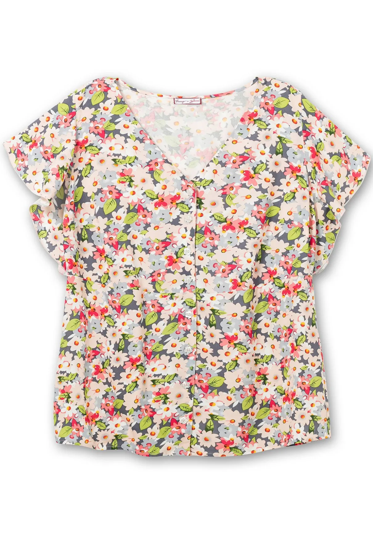 Leicht taillierte Bluse mit kurzen Volantärmeln