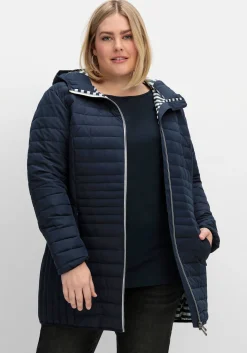 Leicht wattierte Longsteppjacke mit Kapuze