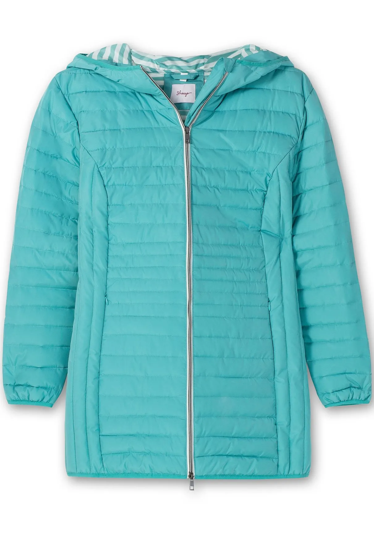 Leicht wattierte Longsteppjacke mit Kapuze