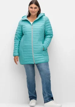 Leicht wattierte Longsteppjacke mit Kapuze