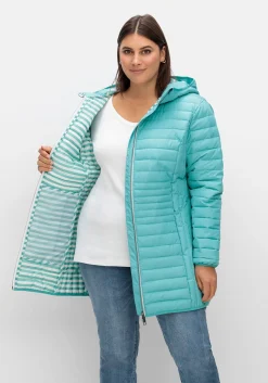 Leicht wattierte Longsteppjacke mit Kapuze